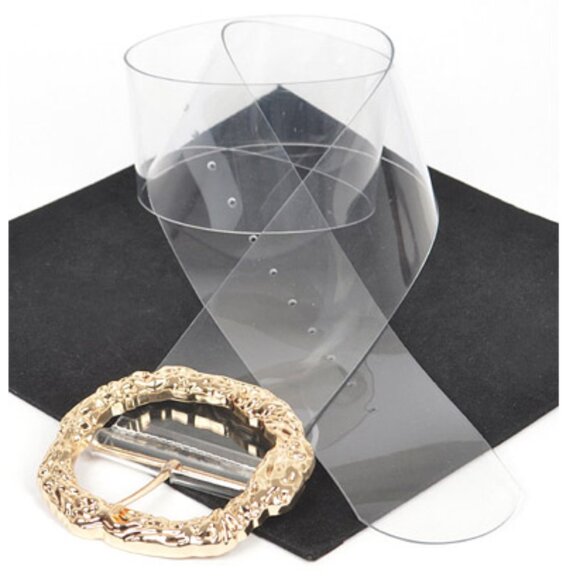 BNWT Plus Size Textured Buckle Cleared Transparent Fashion Belt - Picture 5 of 5